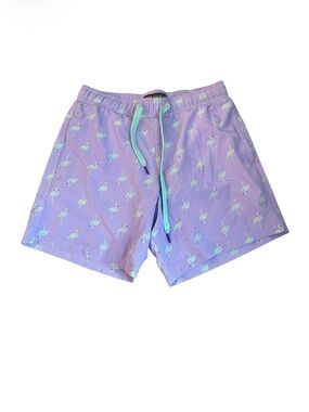 Society Lilac Swim Trunks with Mint Flamingo Print - Size S